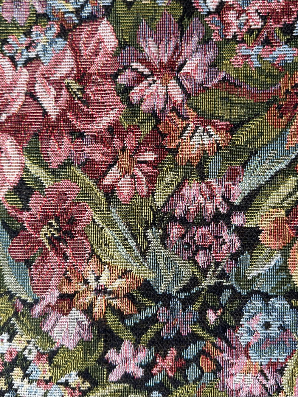 Vintage Floral Tapestry Fabric Panel Flowers Jacobean Style Craft Upholstery